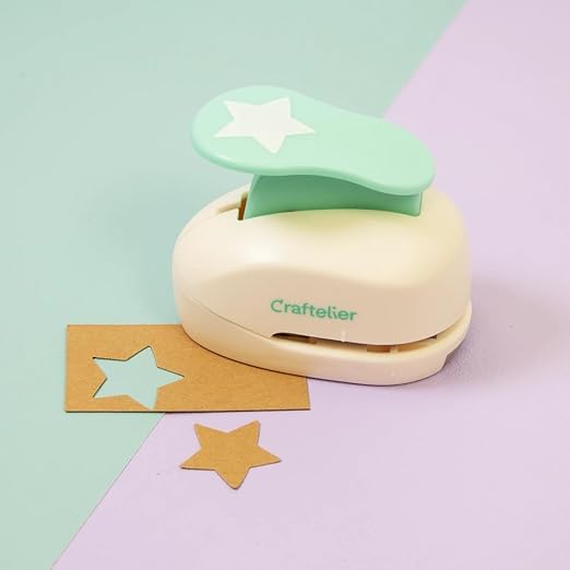 Craftelier - 1 Inch Star Hole Punch with Lever Press β Star Hole Puncher for Paper Crafts | Punch for Scrapbooking, DIY Cards & Journals | Hole Punch Shapes for Paper & Cardstock.-DeskLoop Office