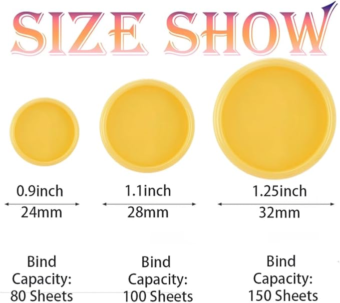 100PCS Discbound Notebook Accessories Expansion Planner Discs Binder Rings Loose-Leaf Plastic Book Binding Disc(Yellow,1.1"/28 mm)
