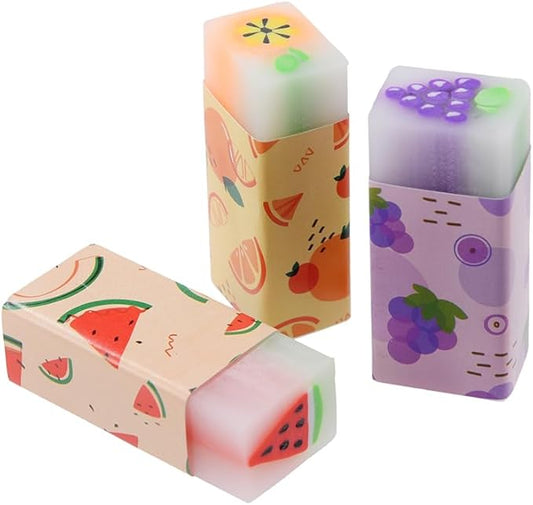 18 Pack Fruit Erasers, Kawaii Jelly Erasers for Kids, Rectangular, Colorful, Thermoplastic Elastomer (TPE) Material, Fun Eraser-DeskLoop Office