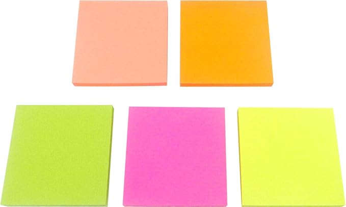 Sticky Full Adhesive Notes,3 1/3 x 3 Inches,80 Sheets/Color,Self-Stick Notes,5 Colors/Pack,400 Sheets Total,4A 303-Full Adhesive-400-DeskLoop Office