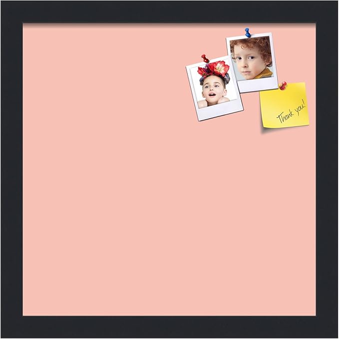 PinPix 13x13 Inch Cork Bulletin Board. This Decorative Framed Pin Board Comes with Pink Pastel Design and a Satin Black Frame. Ideal for Home Office Decor or Message Board (PinPix-1813)-DeskLoop Office