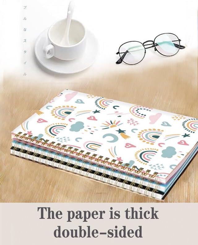 Spiral Journal Notebook,A5 Hardcover Lined Journals for Women Girl 6 x 8.3 in,120 Pages Thick Paper,Cute College Ruled Writing Notebook for Gifts Office Work School(Rainbow Heart)-DeskLoop Office