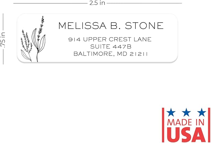Simple Modern Flower Rolled Address Labels/Roll of 250 Floral Illustration Personalized Address Labels/Designer Return Address Stickers in Elegant Plastic Dispenser-DeskLoop Office