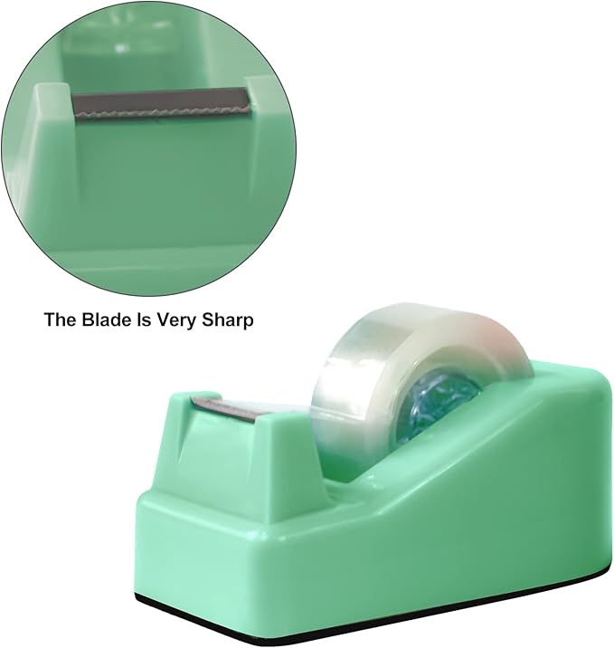 1Pcs Desktop Tape Dispenser Adhesive Roll Holder with Weighted Nonskid Base, Green (Tape not Included)-DeskLoop Office