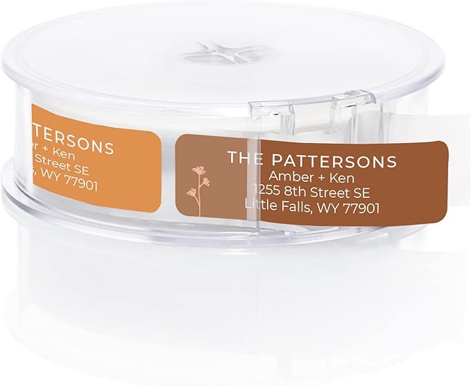 Botanical Flowers Rolled Address Labels/Roll of 500 Alternating Earth Tone Floral Illustrations Personalized Address Labels/Designer Return Address Stickers in Elegant Plastic Dispenser-DeskLoop Office