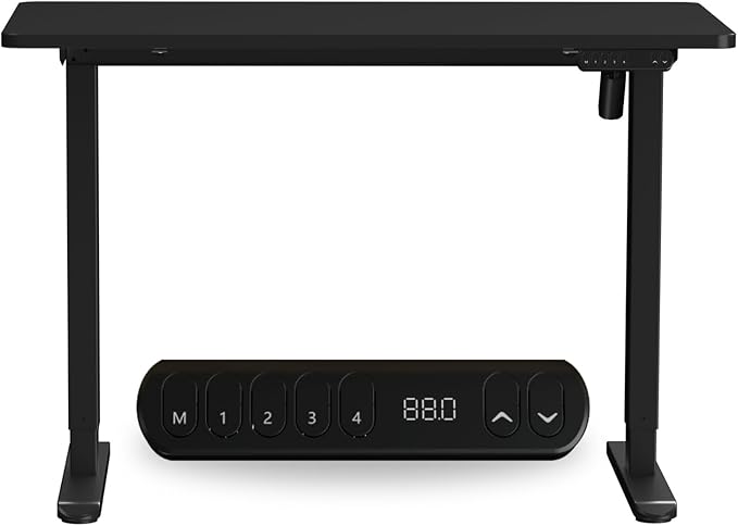 Sit to Stand Electric Standing Desk Complete Set with Frame and Tabletop 120 x 60 cm or 47.2 x 23.6 Inches (Black)-DeskLoop Office