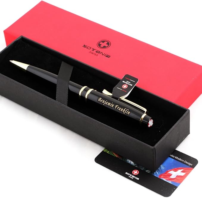 Free Engraving - Personalized Roller Ballpen, Ballpoint pen, Ball pen, Refillable Pens, Retractable Medium Point Black Ink, Custom Gifts for Men, Women, Classy Gift Box-DeskLoop Office