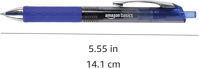 Amazon Basics Gel Pens Fine Point Smooth Writing Pens, Retractable, Blue, 0.7mm, 12 Pack-DeskLoop Office