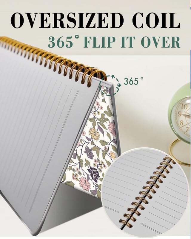Spiral Journal Notebook,A5 Hardcover Lined Journals for Women Girl 6 x 8.3 in,120 Pages Thick Paper,Cute College Ruled Writing Notebook for Gifts Office Work School(Elegant Abstract Floral)-DeskLoop Office