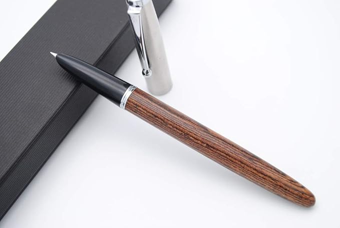 JINHAO 51A Wooden Fountain Pen Steel Cap (Tiger Wood, Extra Fine Nib 0.38mm)-DeskLoop Office