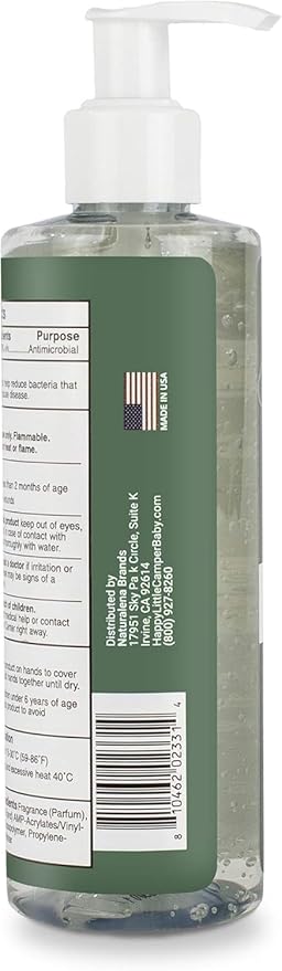 Happy Little Camper Hand Sanitizer with Lemon Zest Scent - Moisturizing Gel with Vitamin E & Antimicrobial Formula- Contains 70% Ethyl Alcohol - Travel Size, Made in USA - 2x 8oz bottles-DeskLoop Office