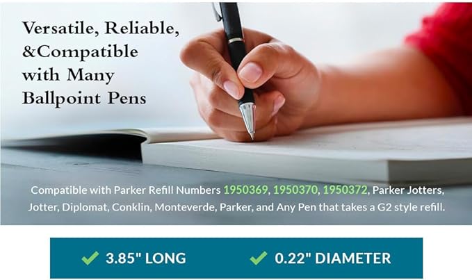 6 Pack, Pen Savings Gel Pen Refills Compatible with Parker Ballpoint Pens, .5mm Extra Fine Needle Point, Smooth Writing, Frictionless Flow (Bulk Packed) (Black)-DeskLoop Office