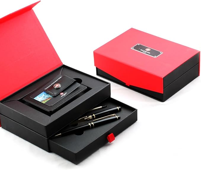 Free engraving - 24K Gold, Mens Leather Money Clips, Roller Ballpen, Ballpoint pen, Ball pen, Groomsmen Gift,Three Lines Each 20 Characters, Free Customization (Silver_Gift_Set)-DeskLoop Office