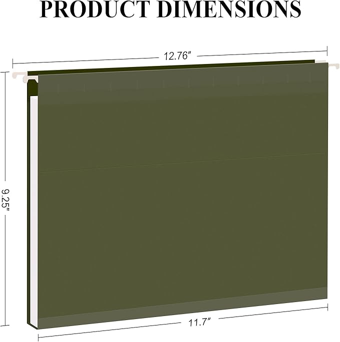 ViVin Hanging File Folders, 1/5-Cut Adjustable Tabs with 48 Per Box, 1 Inch Expansion, 48 Pack Letter Size Hanging File Folders, Designed for Office Home School Filing Cabinet(Green)-DeskLoop Office