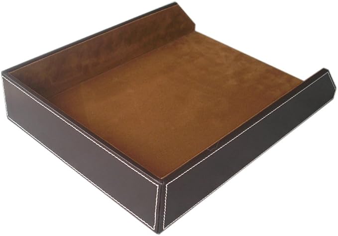KINGFOM Letter Tray, PU Leather Paper Organizer Tray for Desk, Paper Organizer Storage Holder for Office Home or School A4 Size Brown-DeskLoop Office