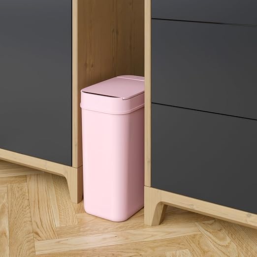 iTouchless 3 Gallon Sensor Pink Bathroom Trash Can, 10 Liter Small Slim Automatic Touchless Garbage Bin with Lid, Smart Narrow Motion Control Commercial Waste Basket for Bedroom, Office-DeskLoop Office