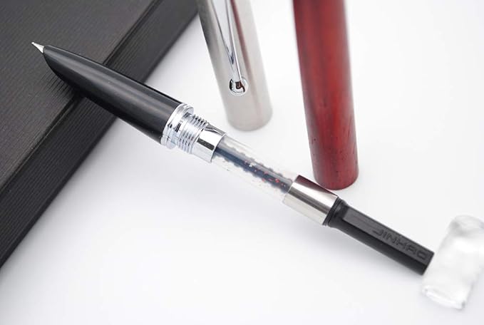 JINHAO 51A Wooden Fountain Pen Steel Cap (Rosewood, Extra Fine Nib 0.38mm)-DeskLoop Office