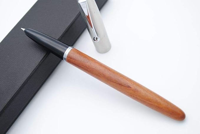JINHAO 51A Wooden Fountain Pen Steel Cap (Red GuiBao Wood, Extra Fine Nib 0.38mm)-DeskLoop Office