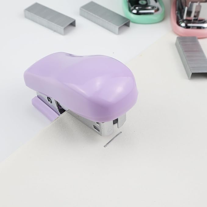 Mini Desktop Stapler Set,20 Sheet Capacity,Includes Built-in Staple Remover and 750PCS No.12 Staples,Small Cute Stapler for Office and School Supplies (Purple)-DeskLoop Office