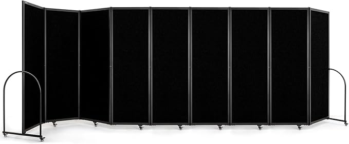 Folding Room Partition,Privacy Room Screen with Arms,Office Dividers Partition Wall,18'5"L* 6'7"H,Black-DeskLoop Office