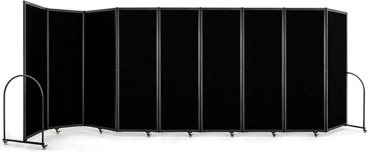Folding Room Partition,Privacy Room Screen with Arms,Office Dividers Partition Wall,18'5"L* 6'7"H,Black-DeskLoop Office