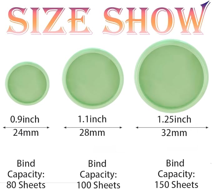 100PCS Discbound Notebook Accessories Expansion Planner Discs Binder Rings Loose-Leaf Plastic Book Binding Disc(Light Green,1.1"/28 mm)