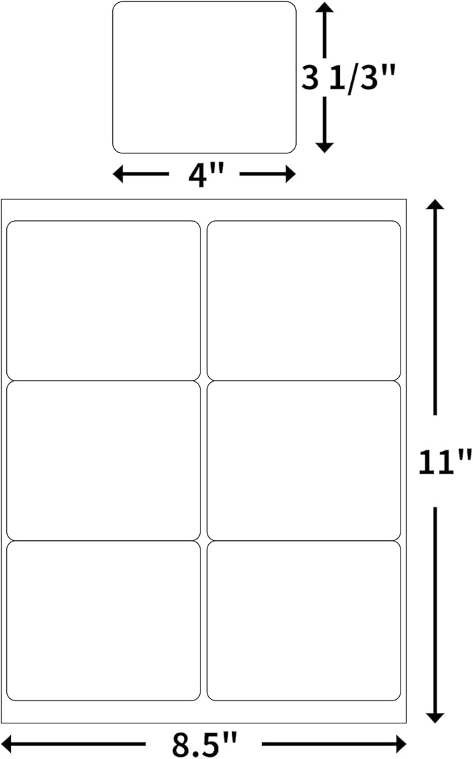BESTEASY 3-1/3 X 4 Inches Shipping Address Labels, Thermal Sticker Labels, 6 up Self Adhesive Sticker for Laser and Inkjet Printer, 500 Sheets 3000 Labels-DeskLoop Office