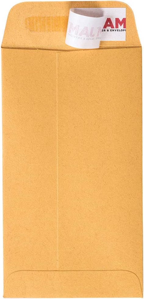 JAM PAPER #6 Coin Business Envelopes with Peel and Seal Closure - 3 3/8 x 6 - Brown Kraft Manila - Bulk 500/Carton