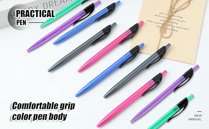 Yuxingrong Retractable Black Ballpoint Pen for Smooth Writing 1.0mm Medium Pack of 100, click pens with comfort grip, Idea for Journaling, Planner, Note Taking-DeskLoop Office