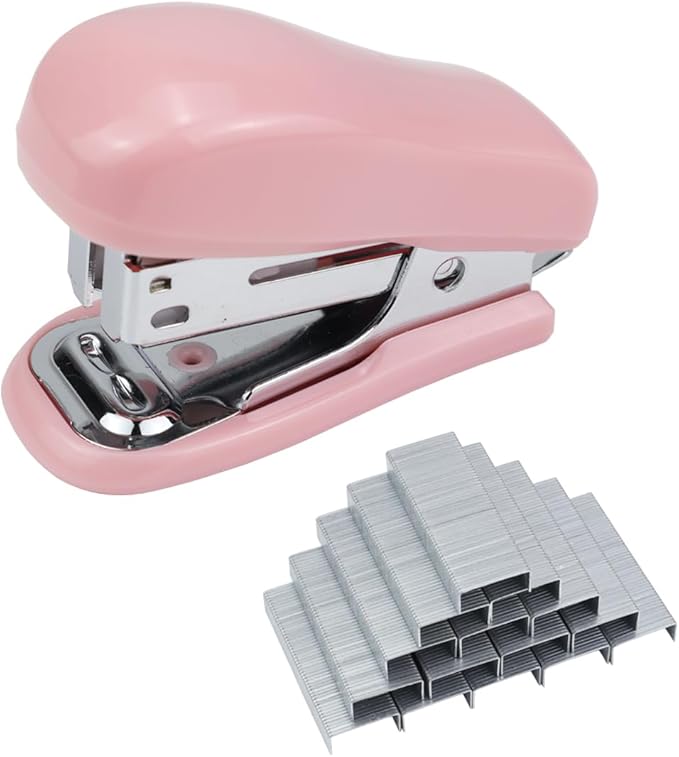 Mini Desktop Stapler Set,20 Sheet Capacity,Includes Built-in Staple Remover and 750PCS No.12 Staples,Small Cute Stapler for Office and School Supplies (Pink)-DeskLoop Office