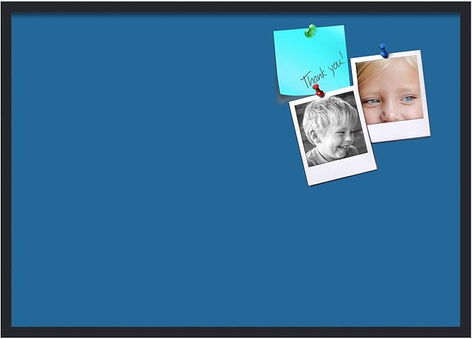 PinPix 40x28 Inch Cork Bulletin Board. This Decorative Framed Pin Board Comes with Navy Pastel Design and a Satin Black Frame. Ideal for Home Office Decor or Message Board (PinPix-1811)-DeskLoop Office