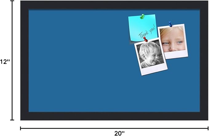 PinPix 20x12 Inch Cork Bulletin Board. This Decorative Framed Pin Board Comes with Navy Pastel Design and a Satin Black Frame. Ideal for Home Office Decor or Message Board (PinPix-1811)-DeskLoop Office