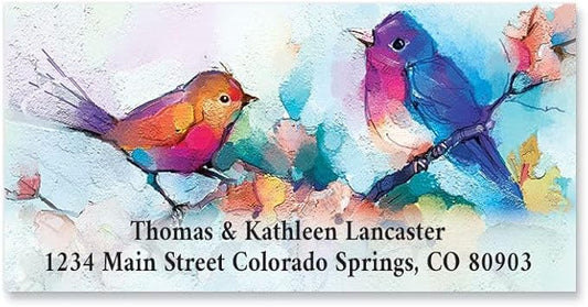 Colorful Images Colorful Wings Birds Deluxe Personalized Return Address Labels - Set of 144, Self-Adhesive Stickers, 1 1/8" x 2 1/4"-DeskLoop Office