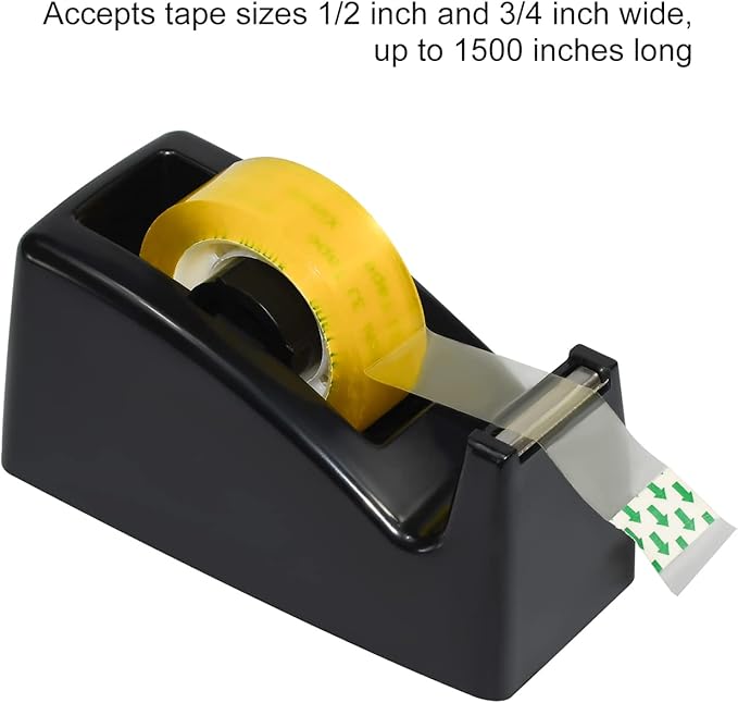JIKIOU Desktop Tape Dispenser - Non-Skid Base - Weighted Tape Roll Dispenser - Perfect for Office Home School (Tape not Included) - (3-Pack Black)-DeskLoop Office