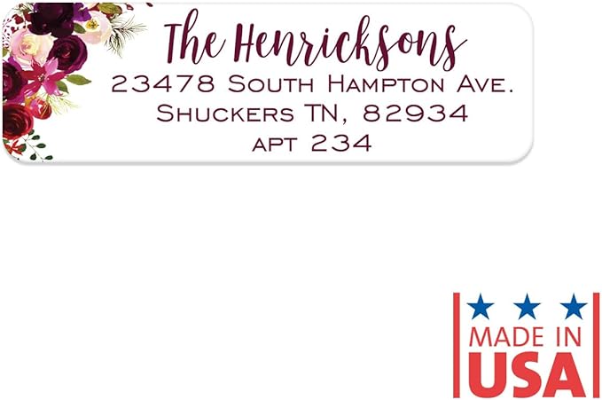 Fall Floral Rolled Address Labels / 500 Personalized Return Address Labels/Designer Address Stickers in Elegant Plastic Dispenser-DeskLoop Office