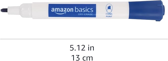 Amazon Basics Dry Erase Markers For Whiteboards, Chisel Tip, Low-Odor, Blue, Pack of 12-DeskLoop Office