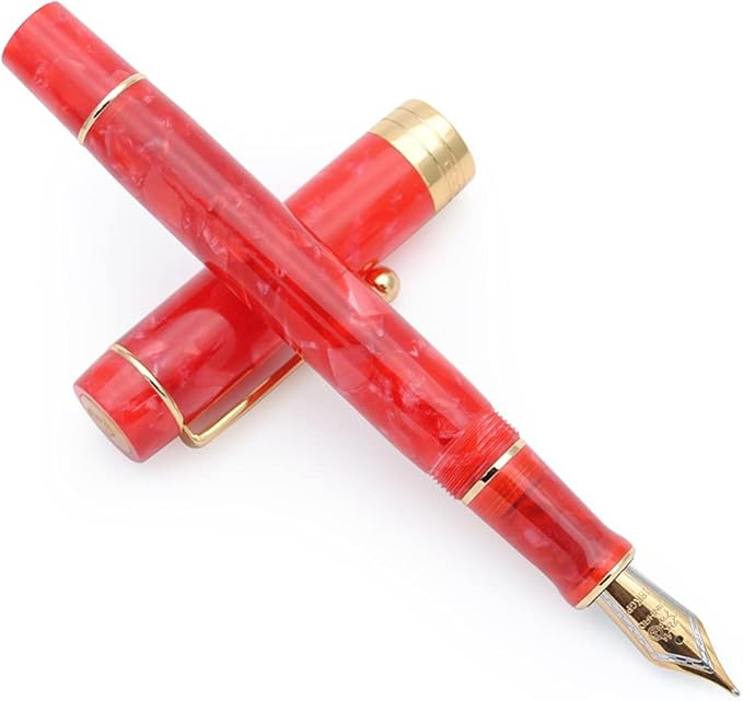 JINHAO 100 Fountain Pen with Ink Converter (Medium Nib 0.7mm, Cherry Red)-DeskLoop Office