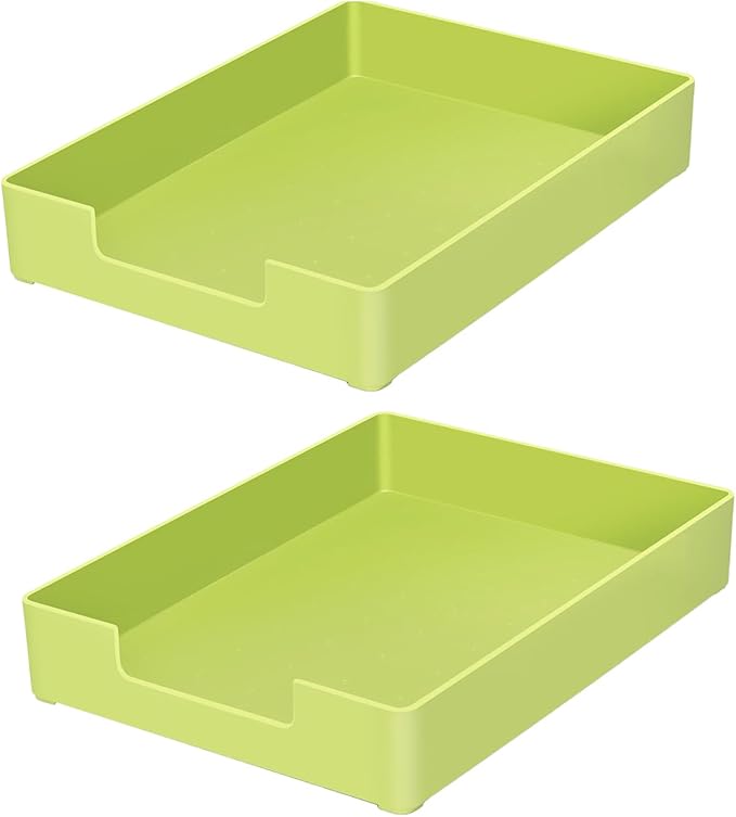 Desk Letter Tray, 2PCS A4 Size Plastic Stackable File Document Organizer, Office Desktop File Paper Holder, Book Storage Rack,Anti-Skid Stacking Support for Office Supplies (Green)-DeskLoop Office