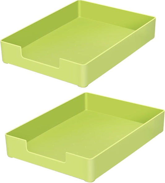 Desk Letter Tray, 2PCS A4 Size Plastic Stackable File Document Organizer, Office Desktop File Paper Holder, Book Storage Rack,Anti-Skid Stacking Support for Office Supplies (Green)-DeskLoop Office