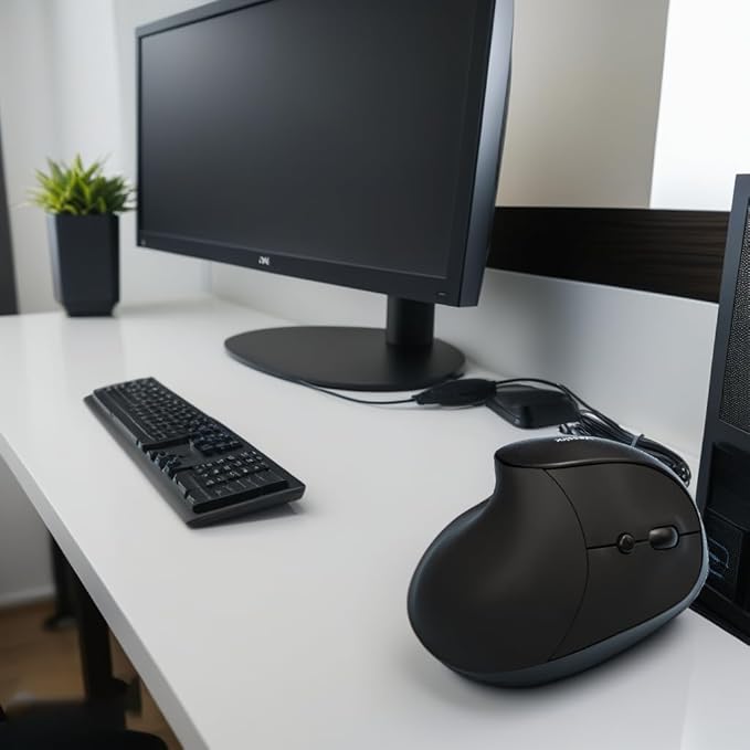 Vassink Ergonomic Mouse, Vertical Wireless Mouse,Mini Mouse Rechargeable 2.4G Optical Carpal Tunnel Mice: 800/1200 / 1600 DPI, 6 Buttons, for Laptop, PC, Computer, Desktop, Notebook etc-DeskLoop Office