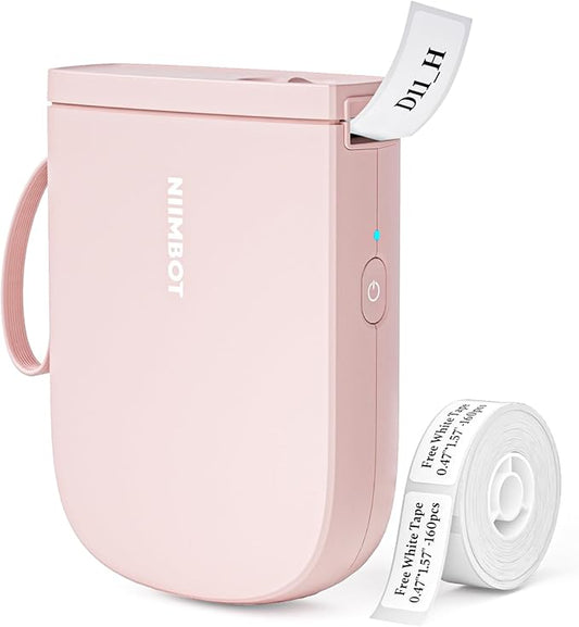 NIIMBOT Label Maker Bluetooth Mini Label Printer D11 2024 Version, Portable Label Maker with Tape Thermal Sticker Small Labeler, 300 DPI High Clearity Rechargeable, Pink-DeskLoop Office