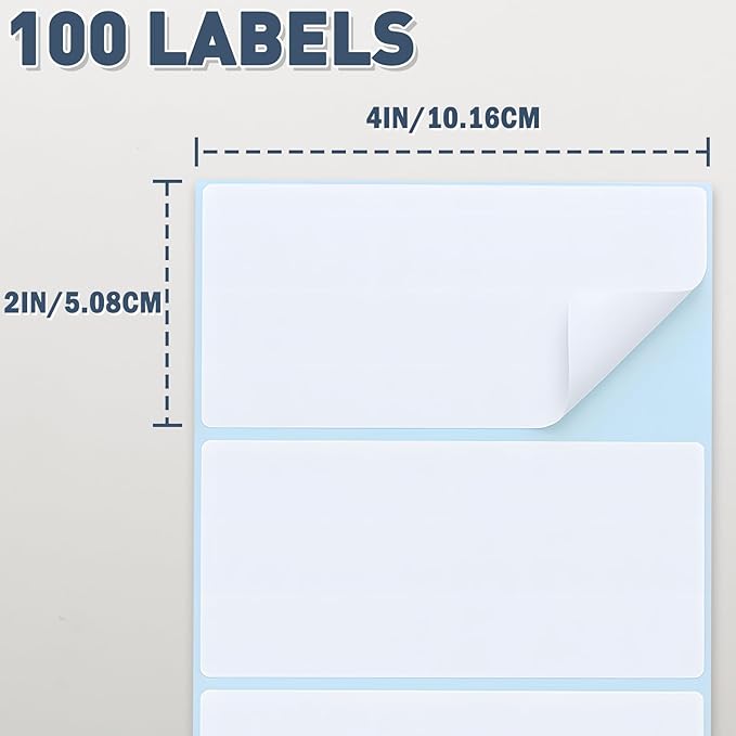 JTIEO 2" x 4" Sticker Labels Direct Thermal Labels 100Pcs Shipping Label, Compatible with Zebra & Rollo Label Printer.-DeskLoop Office