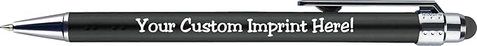 Personalized Pens with Stylus Tip -Bright Vibes- Click action - Custom - Black writing - Printed Name pens - Imprinted with Your Logo or Message - FREE PERSONALIZATION - 12 Pens/Box (Black)-DeskLoop Office