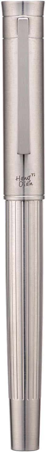 Hongdian T1 Titanium Fountain Pen, Iridium Extra Fine Soft Nib Chinese Knot Carving with Converter and Metal Box Set-DeskLoop Office