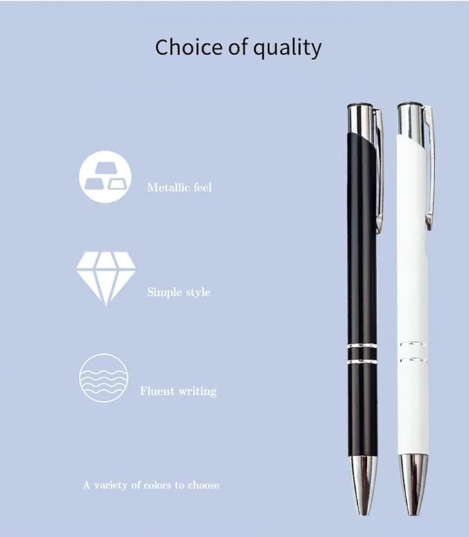12 Pcs Stylish quality metal ballpoint Pens, Office and School stylus Ball Pen, black ink, soft writing experience (Black)