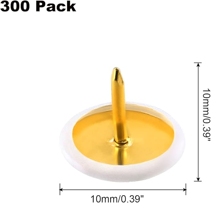 Piutouyar 300Pcs White Decorative Flat Push Pin, Plastic Roundness Head Thumbtack, Black Thumb Tacks for Wall, Map, Cork Board, 3/8 Inch-DeskLoop Office