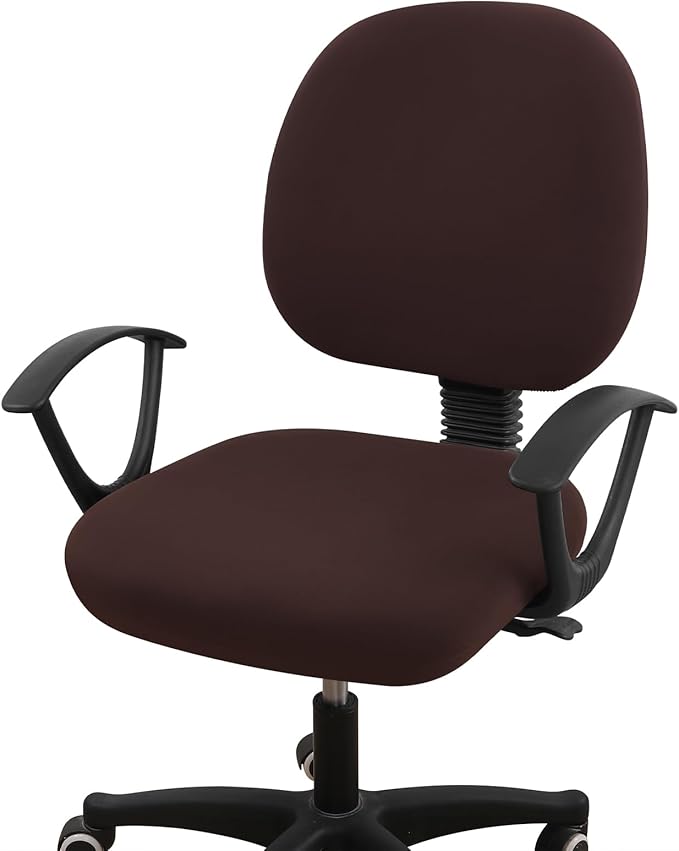 Smiry Stretch Printed Office Computer Chair Covers, Universal Washable Removable Desk Rotating Chair Slipcovers Protector, Seat + Backrest Cover - Chocolate-DeskLoop Office