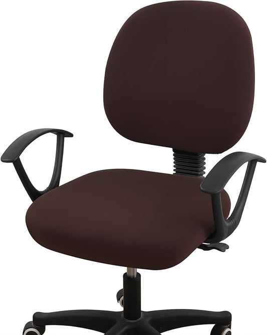 Smiry Stretch Printed Office Computer Chair Covers, Universal Washable Removable Desk Rotating Chair Slipcovers Protector, Seat + Backrest Cover - Chocolate-DeskLoop Office