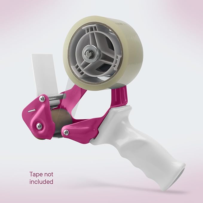 Heavy Duty Metal Frame Tape Gun - 3" Core with Special Ergonomic Handle - Packing Tape Dispenser with Premium Tempered Steel Blade for 2" Tape Rolls-DeskLoop Office