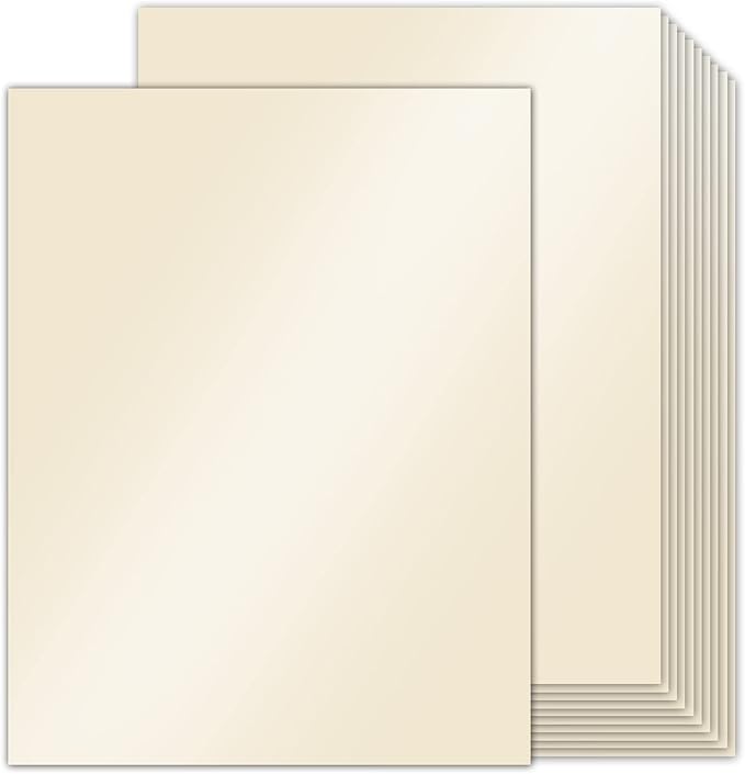 100 Sheets Cream Shimmer Cardstock 8.5 x 11 Off White Paper, Goefun 80lb Ivory Card Stock Printer Paper for Invitations, Certificates, Crafts, Card Making-DeskLoop Office
